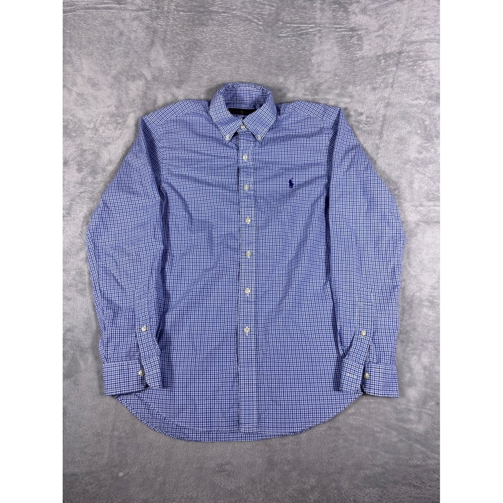 Ralph Lauren Long Sleeve Button Shirt Mens S Blue Classic Fit Embroidered